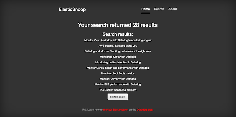 elasticsearch flask search results page
